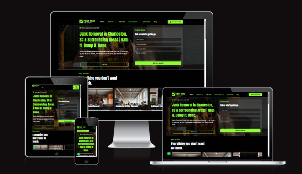 First Take Junk Removal website for Charleston South Carolina
