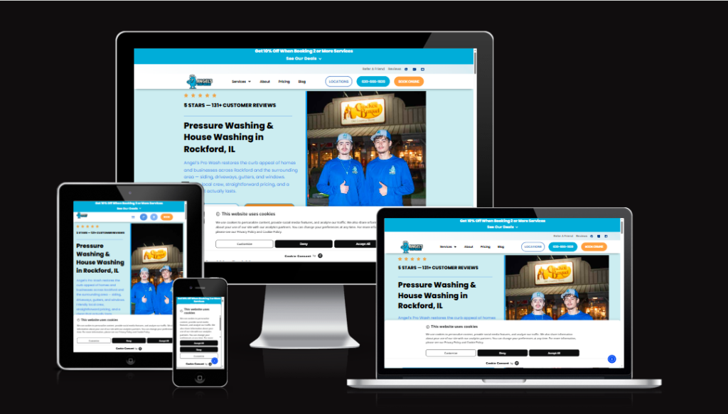 Angel's Pro Wash pressure washing website for Rockford Illinois