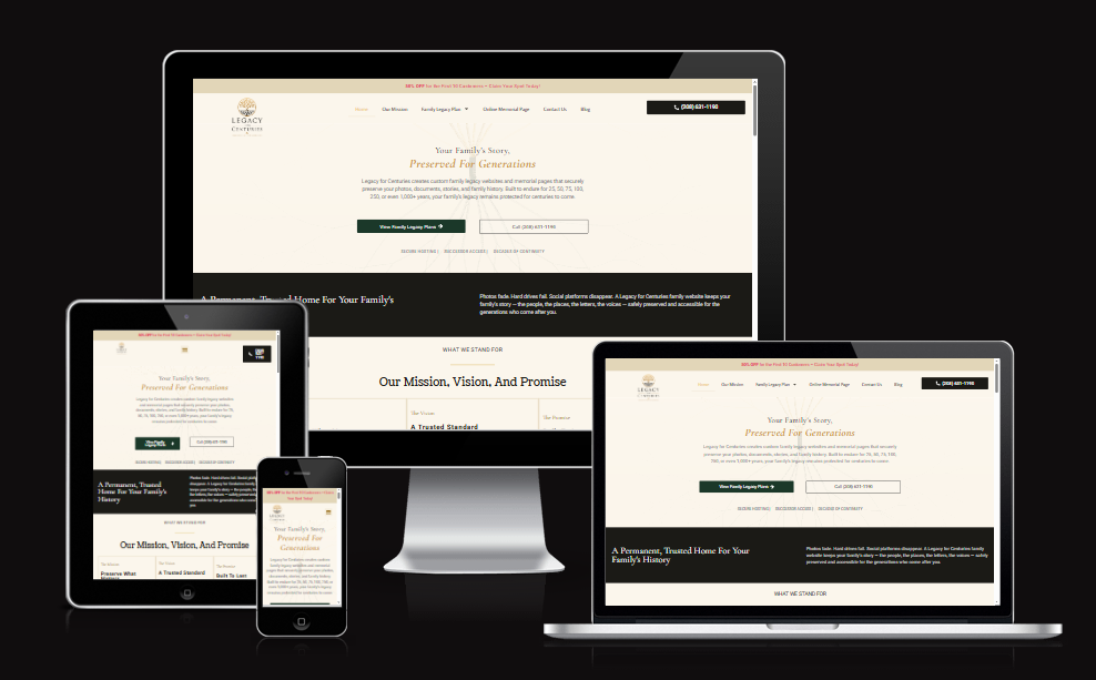 Legacy for Centuries family legacy and memorial website design