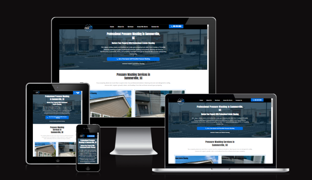 PrimeSite Pressure Washing website for Summerville South Carolina
