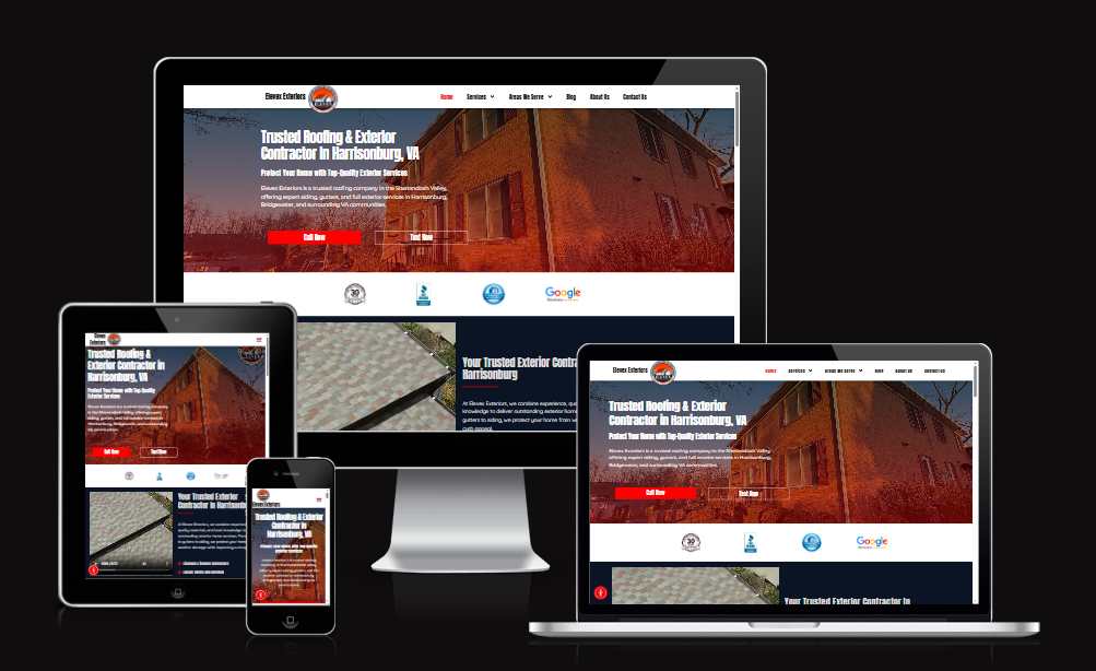 Elevex Exteriors roofing contractor website for Harrisonburg Virginia