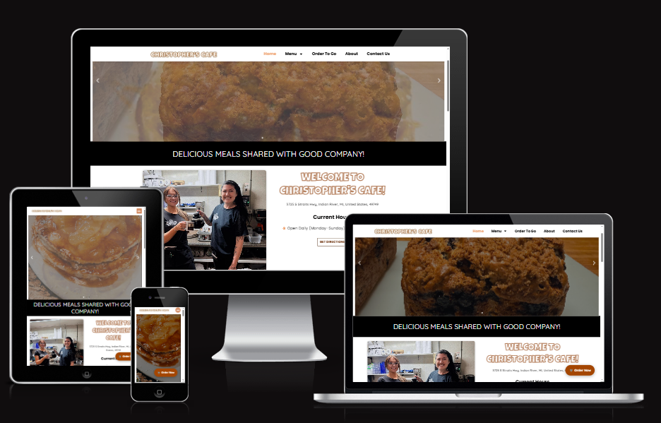 Christopher's Cafe restaurant website for Indian River Michigan