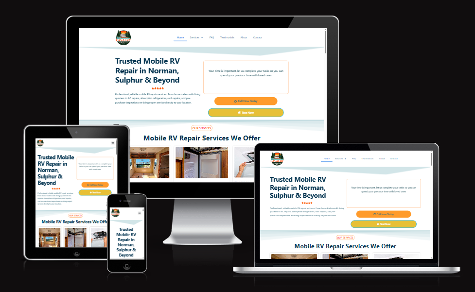 Mobile RV repair website for Norman and Sulphur Oklahoma