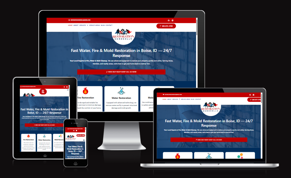 Restoration Heroes water fire and mold restoration website for Boise Idaho