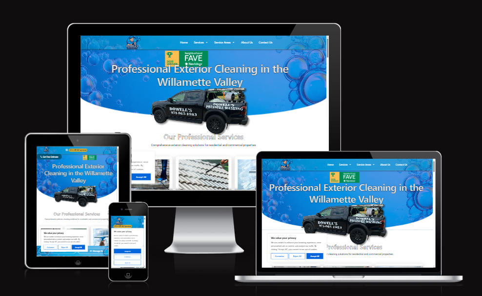 Dowell's Pressure Washing exterior cleaning website for the Willamette Valley Oregon