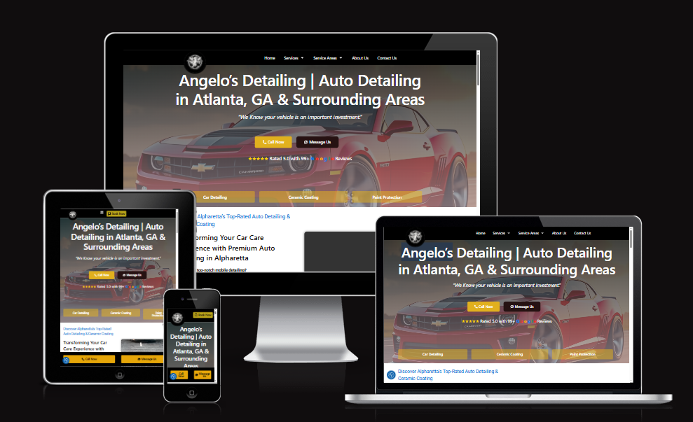 Angelo's Detailing Atlanta auto detailing website responsive mockup