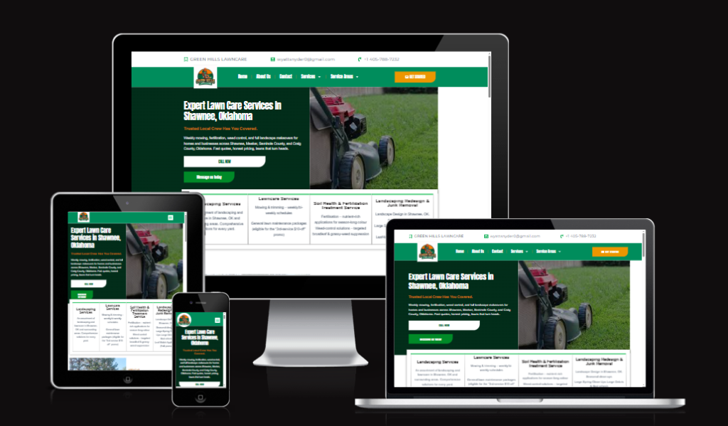 Green Hills Lawncare website for lawn care services in Shawnee Oklahoma